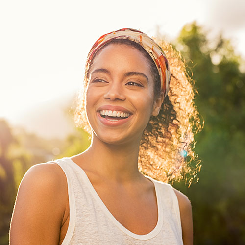 young woman with dental bonding restorative dentistry treatment